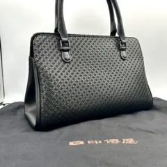 未使用】印傳屋 ハンドバッグ トートバッグ 花唐草柄 ブラック ち13 未使用】印傳屋 ハンドバッグ トートバッグ 花唐草柄 ブラック ち13