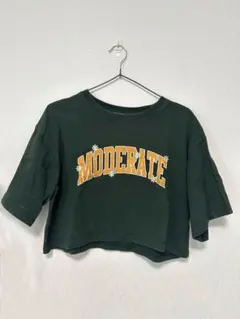 【24時間限定値下げ】WEGOロゴ半袖Tシャツ　グリーン　ショート丈　Mサイズのサムネイル