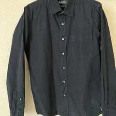 ナノユニバース　黒ドット柄長袖シャツ