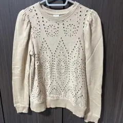 ZARA 刺繍デザイン トレーナー 9（134cm） ベージュ