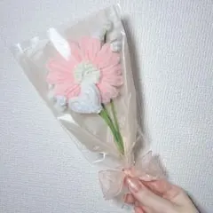 モールフラワー　ブーケ　ガーベラ　ハート　霞草　花束　枯れないお花　ピンク