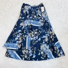 【未使用タグ付】グレースコンチネンタル 花柄マキシスカート38 ネイビー