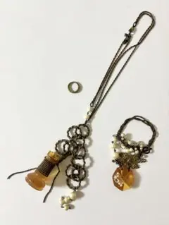 アンティーク風ネックレス、ブレスレット、リングレディース3点セット