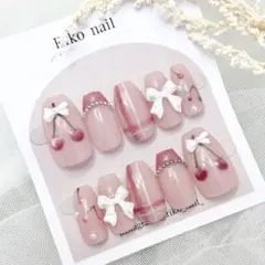 381♡ ネイルチップ さくらんぼネイル マグネット ちゅるん フレンチ