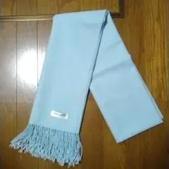 パシュミナ 100% ストール ライトブルー フリンジ付き