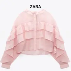 【完売品・新品未使用】ZARA ザラ ショート丈 フリルブラウス シアー 長袖