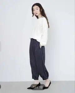 フェリシモ　ツイード調カットソーでらくちんきれい 裏起毛ふんわりパンツ