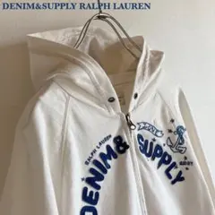 デニム＆サプライ ラルフローレン ロゴワッペン ライトスウェット ジップパーカー