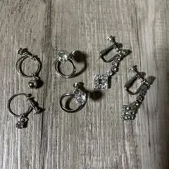 3F 【美品】イヤリング 3点セット シルバーカラー ビジュー フープ 華やか