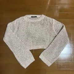 w closet クロップド丈 メッシュニット