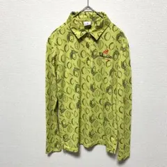 Paradiso レモン柄 長袖ポロシャツ イエロー M 吸汗速乾素材のサムネイル