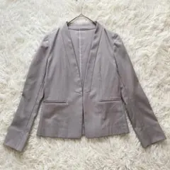 グリーンレーベルリラクシング D ノーラペル ジャケットノーカラー モカ
