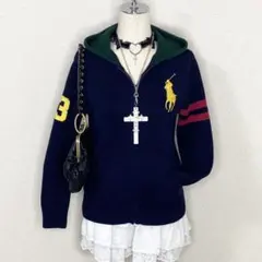 ラルフローレン ニット ジップパーカー ビッグポニー y2k 平成ギャル
