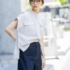 メランジドライ スタンドポケットシャツ NANO universe