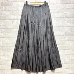 アメリカンホリック ロングスカート プリーツ F グレー 美品 体型カバー