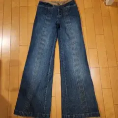 ダークブルー ストレートデニム ワイドレッグ