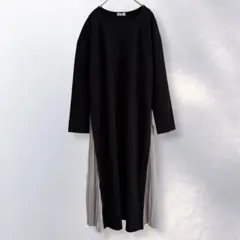 イング スウェットワンピース 異素材 プリーツ切替 かわいい 無地 M《c527