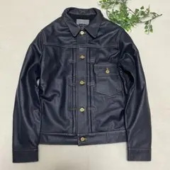 美品　ボリーニ　トラッカージャケット　1st タイプ　レザー　濃紺　Lサイズ