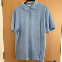 ライトブルー XL ジップアップポロシャツ