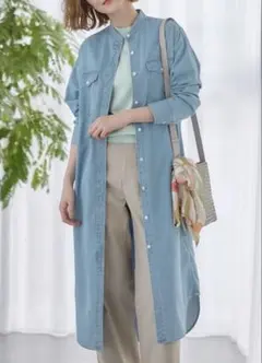 23区 S 【洗える】 ライトダンガリー シャツワンピース