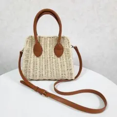 【美品】2way かごバッグ 台形 ショルダーバッグ マグネット開閉式