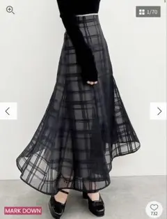 dazzlin ダズリン　シアーチェックセミフレアースカート Ｍ　ロングスカート