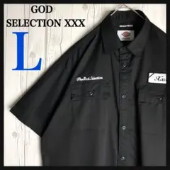 【限定コラボ】ゴッドセレクション×ディッキーズ☆刺繍ロゴ ワークシャツ ブラック