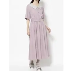 【値下げ】merryjenny スカラップカラーシャツワンピース ピンク 花柄