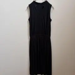 ノースリーブ ワンピース ブラック ロング フレア Aライン シンプル 上品