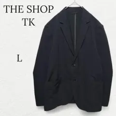 885【TK】長袖テーラードジャケット 薄手 ストレッチ ブラック 黒 Ｌ 通勤