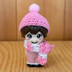 なにわ男子　指人形　ニット帽　帽子　ボーダー　マフラー　ピンク