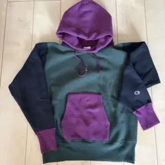 Champion フード付きスウェット　グリーン/パープル