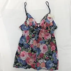 【M】ルミャウ スモリー軽密ニットプリント ブラキャミソール ネイビー