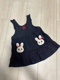 ミキハウス　ツインうさこ デニムジャンパースカート　80