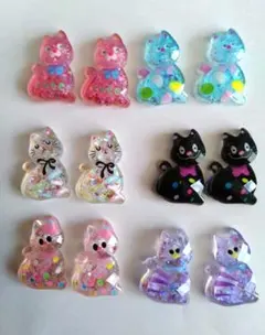 デコパーツ　キラキラネコちゃん　１２個