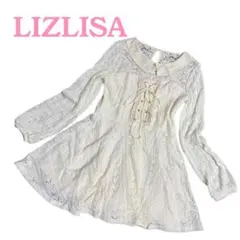 【美品】 LIZ LISA リズリサ オフホワイト ニットレースワンピース M