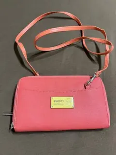 SNOOPY ショルダーウォレット／長財布バッグ／ポシェット風 ピンク系