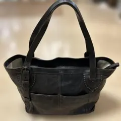 genten ゲンテン トートバック ダークブラウン　工具ロゴ　A4サイズのサムネイル