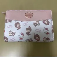 未使用　キティ＆モンチッチ　二つ折り財布　ピンク　L字ファスナー　サンリオのサムネイル