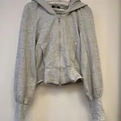 【SLY ／スライ】フード付きグレーダブルジッパー パーカー　ミリタリー丈