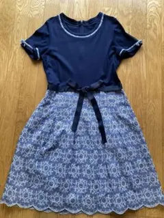 ギャラリービスコンティ　ワンピース　紺　半袖　刺繍　手洗い可　サイズ3