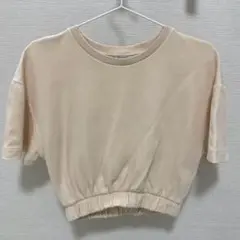 ZARA ベージュ 半袖　ショート丈Tシャツ　トップス