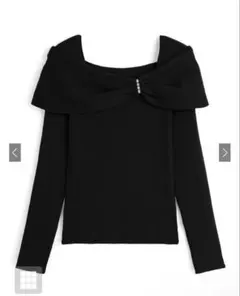 GRL リボンビジューオフショルダーリブニットトップス [pm830]