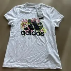 未使用adidas 花柄 Tシャツ 150サイズ ホワイト/ブラック