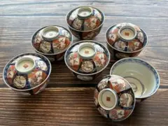 伊万里　金彩染付蓋茶碗　6客　11cm　幕末～明治期 伊万里 金彩染付蓋茶碗 6客 11cm 幕末～明治期 - メルカリ
