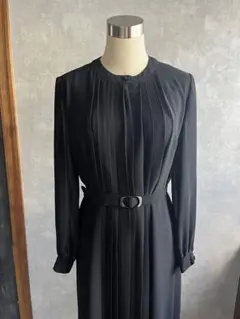 古着　used レトロ　ブラック　プリーツワンピース　ユーズド　ビンテージ　希少