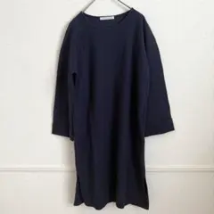 E hyphen world gallery ネイビー 長袖ニットワンピース F
