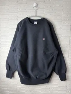 90s チャンピオン リバースウィーブ　黒色XL 目付き　無地　スウェット