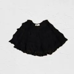 アンティーク風 ボレロ カーディガン レース編み フリル ブラック M