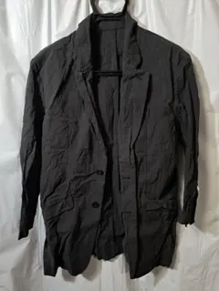 未使用　NO ID　6分袖ジャケット　シワ加工　チャコール